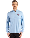 Toronto Blue Jays Cutter & Buck Coastline Epic Comfort Recycled Mens Quarter Zip Atlas Light Blue Front Thumbnail Image