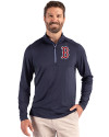 Boston Red Sox Cutter & Buck Coastline Epic Comfort Recycled Mens Quarter Zip Navy Blue Front Thumbnail Image