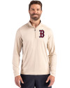 Boston Red Sox Cutter & Buck Coastline Epic Comfort Recycled Mens Quarter Zip Wheat Front Thumbnail Image
