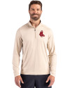 Boston Red Sox Cooperstown Cutter & Buck Coastline Epic Comfort Recycled Mens Quarter Zip Wheat Front Thumbnail Image