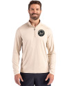 New York Mets Mono Cutter & Buck Coastline Epic Comfort Recycled Mens Quarter Zip Wheat Front Thumbnail Image
