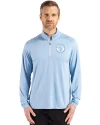 Milwaukee Brewers Mono Cutter & Buck Coastline Epic Comfort Recycled Mens Quarter Zip Atlas Light Blue Front Thumbnail Image