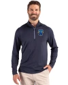 Philadelphia Phillies City Connect Cutter & Buck Coastline Epic Comfort Recycled Mens Quarter Zip Navy Blue Front Thumbnail Image