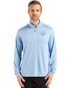 Toronto Blue Jays Mono Cutter & Buck Coastline Epic Comfort Recycled Mens Quarter Zip Atlas Light Blue Front Thumbnail Image