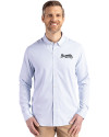 Atlanta Braves Mono Cutter & Buck Skyline Epic Confidence Recycled Pinstripe Mens Big & Tall Long Sleeve Dress Shirt Pale Blue/White Front Thumbnail Image