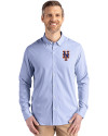 New York Mets Cutter & Buck Skyline Epic Confidence Recycled Pinstripe Mens Big & Tall Long Sleeve Dress Shirt Tour Blue/White Front Thumbnail Image