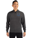 Indianapolis Colts Cutter & Buck Lakemont Tri-Blend Mens Quarter Zip Pullover Sweater Charcoal Heather Front Thumbnail Image