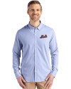 New York Mets Cooperstown Cutter & Buck Skyline Epic Confidence Recycled Pinstripe Mens Big & Tall Long Sleeve Dress Shirt Tour Blue/White Front Thumbnail Image