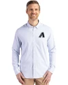 Arizona Diamondbacks Mono Cutter & Buck Skyline Epic Confidence Recycled Pinstripe Mens Big & Tall Long Sleeve Dress Shirt Pale Blue/White Front Thumbnail Image