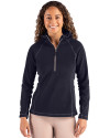 Clique Powder Recycled Fleece Womens Half Zip Hooded Pullover Dark Navy Front Thumbnail Image
