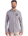 Indianapolis Colts Monochromatic Cutter & Buck Skyline Recycled Gingham Mens Big & Tall Long Sleeve Button Down  Dress Shirt Black/White Front Thumbnail Image