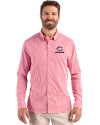 Chicago Bears Americana Cutter & Buck Skyline Recycled Gingham Mens Big & Tall Long Sleeve Button Down  Dress Shirt Red/White Front Thumbnail Image