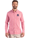 Green Bay Packers Americana Cutter & Buck Skyline Recycled Gingham Mens Big & Tall Long Sleeve Button Down  Dress Shirt Red/White Front Thumbnail Image