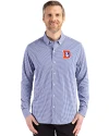 View image 13: Denver Broncos Historic Cutter & Buck Skyline Recycled Gingham Mens Big & Tall Long Sleeve Button Down  Dress Shirt Tour Blue/White Front