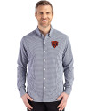Chicago Bears Historic Cutter & Buck Skyline Epic Confidence Recycled Gingham Mens Big & Tall Long Sleeve Dress Shirt Navy Blue/White Front Thumbnail Image