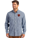 Chicago Bears Historic Cutter & Buck Skyline Epic Confidence Recycled Gingham Mens Big & Tall Long Sleeve Dress Shirt Pale Blue/Navy Blue Front Thumbnail Image