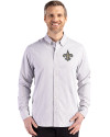 New Orleans Saints Cutter & Buck Skyline Epic Confidence Recycled Gingham Mens Big & Tall Long Sleeve Dress Shirt Concrete/White Front Thumbnail Image
