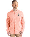 Cleveland Browns Historic Cutter & Buck Skyline Epic Confidence Recycled Gingham Mens Big & Tall Long Sleeve Dress Shirt College Orange/White Front Thumbnail Image