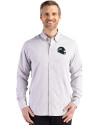 Seattle Seahawks NFL Helmet Cutter & Buck Skyline Epic Confidence Recycled Gingham Mens Big & Tall Long Sleeve Dress Shirt Concrete/White Front Thumbnail Image