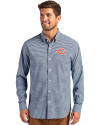 Chicago Bears Cutter & Buck Skyline Recycled Gingham Mens Big & Tall Long Sleeve Button Down  Dress Shirt Pale Blue/Navy Blue Front Thumbnail Image