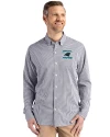 Carolina Panthers Historic Cutter & Buck Skyline Epic Confidence Recycled Gingham Mens Big & Tall Long Sleeve Dress Shirt Black/White Front Thumbnail Image