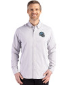 Detroit Lions NFL Helmet Cutter & Buck Skyline Epic Confidence Recycled Gingham Mens Big & Tall Long Sleeve Dress Shirt Concrete/White Front Thumbnail Image