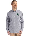 New York Jets NFL Helmet Cutter & Buck Skyline Epic Confidence Recycled Gingham Mens Big & Tall Long Sleeve Dress Shirt Black/White Front Thumbnail Image