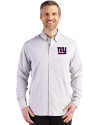 New York Giants Cutter & Buck Skyline Epic Confidence Recycled Gingham Mens Big & Tall Long Sleeve Dress Shirt Concrete/White Front Thumbnail Image