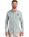 Green Bay Packers Historic Cutter & Buck Skyline Recycled Gingham Mens Big & Tall Long Sleeve Button Down  Dress Shirt Hunter/White Front Thumbnail Image