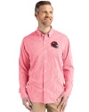 Kansas City Chiefs NFL Helmet Cutter & Buck Skyline Epic Confidence Recycled Gingham Mens Big & Tall Long Sleeve Dress Shirt Red/White Front Thumbnail Image