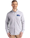 Seattle Seahawks Historic Cutter & Buck Skyline Epic Confidence Recycled Pinstripe Mens Big & Tall Long Sleeve Dress Shirt Elemental Grey/White Front Thumbnail Image