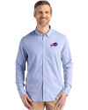 Buffalo Bills Cutter & Buck Skyline Epic Confidence Recycled Pinstripe Mens Big & Tall Long Sleeve Dress Shirt Tour Blue/White Front Thumbnail Image