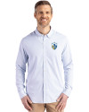 Los Angeles Chargers Historic Cutter & Buck Skyline Epic Confidence Recycled Pinstripe Mens Big & Tall Long Sleeve Dress Shirt Pale Blue/White Front Thumbnail Image
