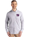 New York Giants Cutter & Buck Skyline Epic Confidence Recycled Pinstripe Mens Big & Tall Long Sleeve Dress Shirt Elemental Grey/White Front Thumbnail Image