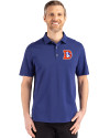 View image 13: Denver Broncos Historic Cutter & Buck Advantage Refresh Recycled Cotton-Blend Pique Mens Polo Tour Blue Front