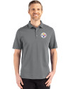 Pittsburgh Steelers Cutter & Buck Advantage Refresh Recycled Cotton-Blend Pique Mens Polo Elemental Grey Front Thumbnail Image