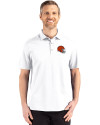 Cleveland Browns Helmet Cutter & Buck Advantage Refresh Epic Confidence Recycled Mens Tri-Blend Pique Polo White Front Thumbnail Image