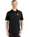 Jacksonville Jaguars Cutter & Buck Advantage Refresh Epic Confidence Recycled Mens Tri-Blend Pique Polo Black Front Thumbnail Image