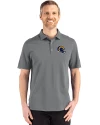 View image 4: Los Angeles Rams NFL Helmet Cutter & Buck Advantage Refresh Recycled Cotton-Blend Pique Mens Polo Elemental Grey Front