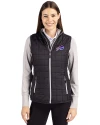 Buffalo Bills Cutter & Buck Rainier Recycled Insulated Puffer Womens Full Zip Vest Black Front Thumbnail Image