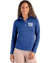 New York Giants Cutter & Buck Coastline Epic Comfort Recycled Women’s Quarter Zip Tour Blue Front Thumbnail Image