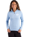Los Angeles Rams Monochromatic Cutter & Buck Coastline Recycled Double Peached Womens Quarter Zip Pullover Atlas Light Blue Front Thumbnail Image