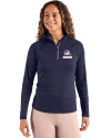 Cleveland Browns Americana Cutter & Buck Coastline Recycled Double Peached Womens Quarter Zip Pullover Navy Blue Front Thumbnail Image