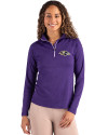 Baltimore Ravens Cutter & Buck Coastline Epic Comfort Recycled Women’s Quarter Zip College Purple Front Thumbnail Image