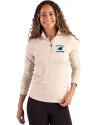 Carolina Panthers Historic Cutter & Buck Coastline Recycled Double Peached Womens Quarter Zip Pullover Wheat Front Thumbnail Image