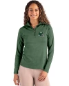 New York Jets NFL Helmet Cutter & Buck Coastline Epic Comfort Recycled Women’s Quarter Zip Hunter Green Front Thumbnail Image