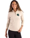 New York Jets NFL Helmet Cutter & Buck Coastline Epic Comfort Recycled Women’s Quarter Zip Wheat Front Thumbnail Image