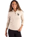 Minnesota Vikings Mono Cutter & Buck Coastline Epic Comfort Recycled Women’s Quarter Zip Wheat Front Thumbnail Image