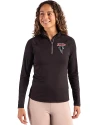 Atlanta Falcons Historic - Cutter & Buck Coastline Recycled Double Peached Womens Quarter Zip Pullover Black Front Thumbnail Image