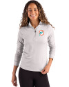 Miami Dolphins Historic Cutter & Buck Coastline Recycled Double Peached Womens Quarter Zip Pullover CONCRETE Front Thumbnail Image
